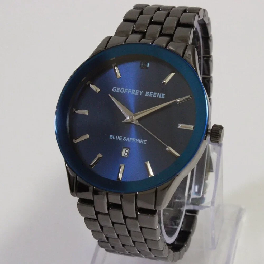 Geoffrey Beene Men's Casual Watch Sapphire Blue Dial GunMetal Finish 42mm